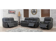 Pandora Half-Leather Manual Reclining Armchair – Luxury Manual Recliner Chair In Dark Grey