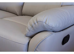 Pandora Half-Leather Six Piece Modular Corner Sofa – Luxury Corner Sofa in Pearl Grey W/Drinks & Charging Console