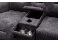 Branson Grey Fabric Reclining 2.5 RR Sofa with Optional Charging & Drinks Console – Modern Comfort Lounge Seating