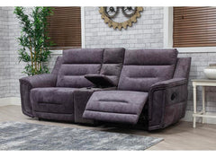 Branson Grey Fabric Reclining 2.5 RR Sofa with Optional Charging & Drinks Console – Modern Comfort Lounge Seating