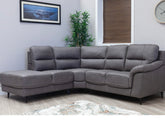 Abbie Fabric Corner Sofa with Contrast Stitch Upholstery – Modern Compact Corner Sofa In Grey