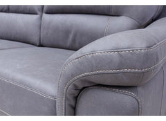 Abbie Fabric Three Seat Sofa with Contrast Stitch Upholstery – Modern Compact Sofa in Grey