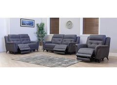 Pachino Fabric Powered Recliner 2PP Sofa with Pocket Sprung Seating & USB Ports – Slate Blue