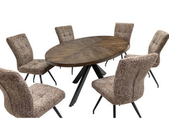 Samara Oval Table W/Arabella Fabric Chairs - 2