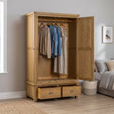 Dorchester Oak Double Robe with 2 Drawer