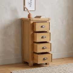 Dorchester Oak 5 Drawer Narrow Chest