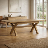 Dorchester Oak Cross Leg Dining Table 200cm Extension