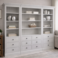 Handcrafted Painted Modular Bookcase Wall – Floor Model Set