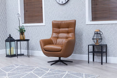Orbit Occasional Swivel Chair – Modern Lounge Accent Chair in Saddle Brown
