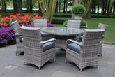 Majorca Dining Set - Round Patio Dining Set With Glass Top