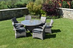 Majorca Dining Set - Round Patio Dining Set With Glass Top