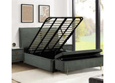 Waterford Green Fabric Storage Bed – Modern Upholstered Ottoman Bed Frame with Lift-Up Storage