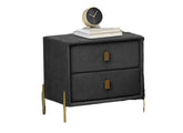 Waterford Grey Fabric Bedside – Modern Upholstered Two Drawer Bedside