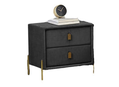 Waterford Grey Fabric Bedside – Modern Upholstered Two Drawer Bedside