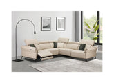 Milan Powered Corner Sofa in Cream Half-Leather with Scatter Cushions & Adjustable Headrests