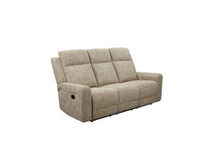 Harper Manual Reclining 3RR Sofa In A Beige Fabric – Comfortable Push-Back Reclining Sofa