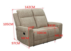 Harper Manual Reclining 2RR Sofa In A Beige Fabric – Comfortable Push-Back Reclining Armchair
