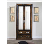 Paris Dark Wood Wardrobe With Carved Leaf Motif – Classic Luxury Bedroom Storage