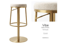 Vibe Gold Stool W/Wheat Fabric Seat - detail