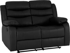 Roma 2 Seater Recliner Sofa Black Faux Leather - image 2