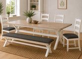 Windsor Dining Tables In Coconut White Frames & Oak Tops – Rustic Country Style Furniture (GLH)