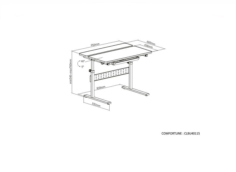 Comfortline 401 Grey Desk - dimensions