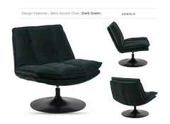 Bella Fabric Swivel Chair - Dark Green