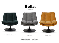 Bella Fabric Swivel Chair - Dark Green