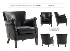 Harlow Faux Leather Armchair - Black