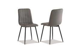 Riga White Stone Dining Tables W/611 Grey Chairs