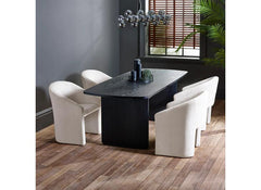 Louis Black Ash Table W/Anthea Cream Dining Chairs - 2