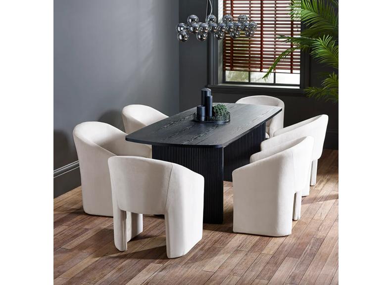 Louis Dining Table W/Anthea Chenille Chairs - 1