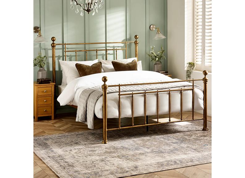 Aurelia Brass Metal Antique Bed - room