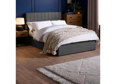 Aylen Storage Bed In Chocolate Velvet Fabric – Modern Upholstered Bed With Vertically Lined Headboard (Pre-Order Only)