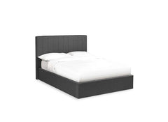 Aylen Storage Bed In Chocolate Velvet Fabric – Modern Upholstered Bed With Vertically Lined Headboard (Pre-Order Only)