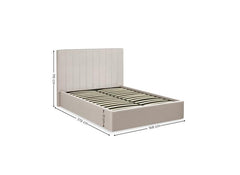 Aylen Storage Bed in Oatmeal Linen Fabric – Modern Upholstered Bed with Vertically Lined Headboard