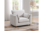 Alina Pearl Fabric Armchair with Bolster Cushions – Modern Luxury Living Room Armchair