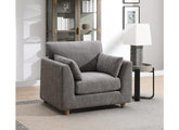 Alina Stone Fabric Armchair with Bolster Cushions – Modern Luxury Living Room Armchair