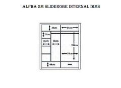 Alpha Mirrored Wardrobe - dimensions