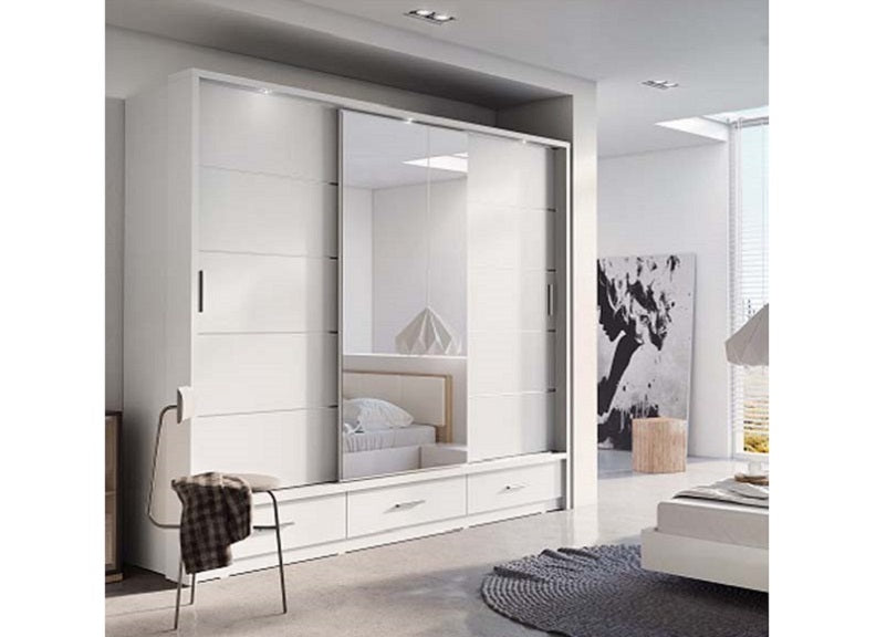 Alpha White 2.5 m Sliding Door Wardrobe - 1