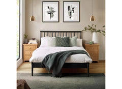 Belton Black Spindle Bed – Solid Oak Wooden Bed Frame with Classic Spindle Headboard