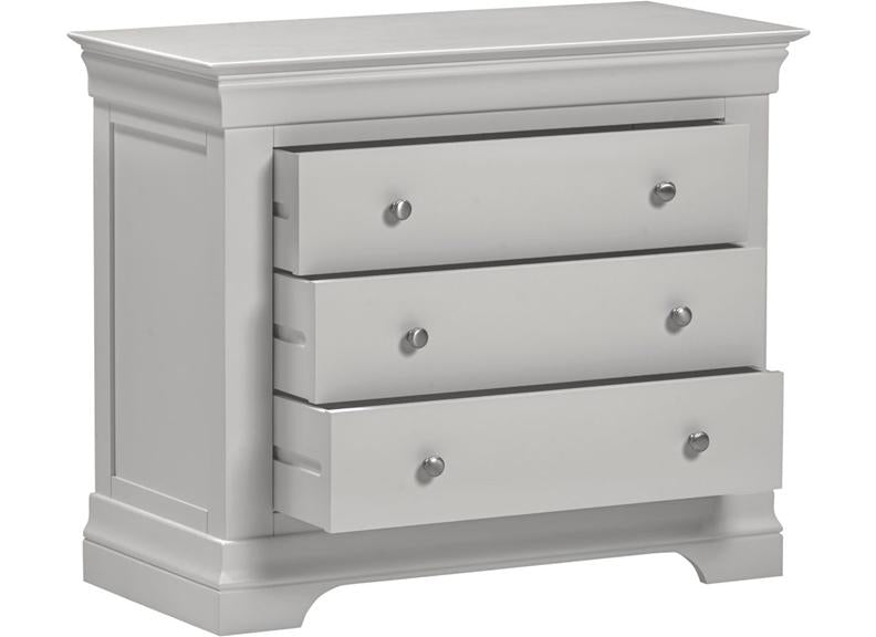Bordeaux Grey Three Drawer Chest - open