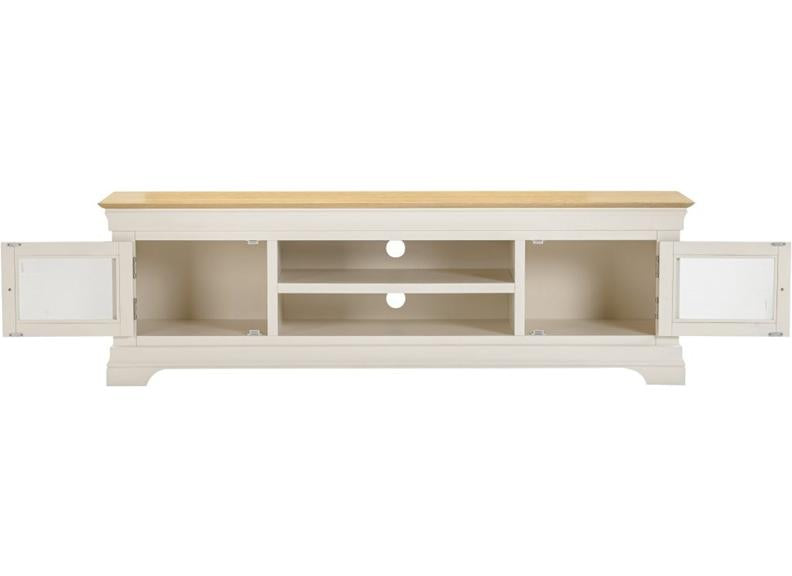 Bordeaux Ivory Long TV Stand - open