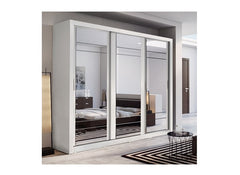 Boston 2.5 m White Mirrored Wardrobe