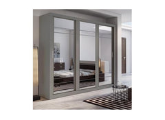 Boston 2.5 m Grey Mirrored Wardrobe