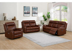 Banbury Tan Half-Leather 3PP Powered Recliner Sofa – Premium Light Grey And Tan Leather & Silver Fabric 3 Seater