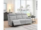 Banbury Silver Fabric 3PP Recliner Sofa – Silver Fabric & Premium Leather Three Seater Sofas