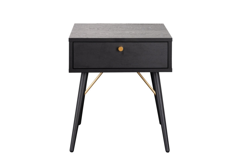 Barcelona Black One Drawer Bedside - front
