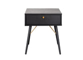 Barcelona Black One Drawer Bedside - front