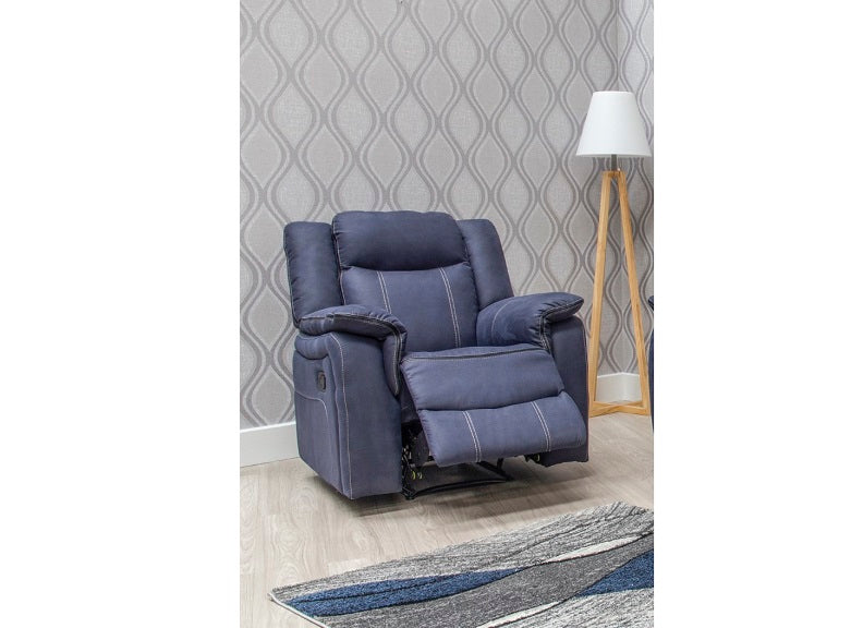 Brooklyn Fabric Reclining Armchair - denim